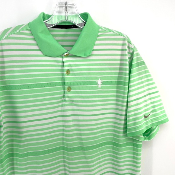 Nike Other - Nike Golf US Open Polo Mens Large Green White Striped Performance‎ Polo Shirt